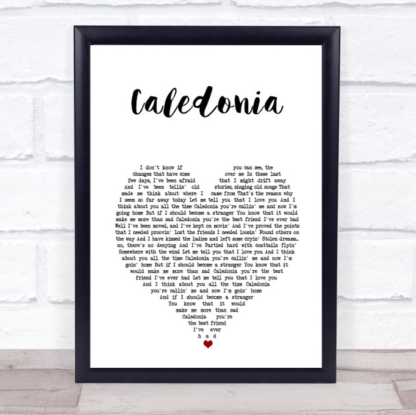 Paolo Nutini Caledonia White Heart Song Lyric Print