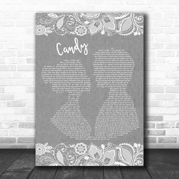 Paolo Nutini Candy Grey Burlap & Lace Song Lyric Print