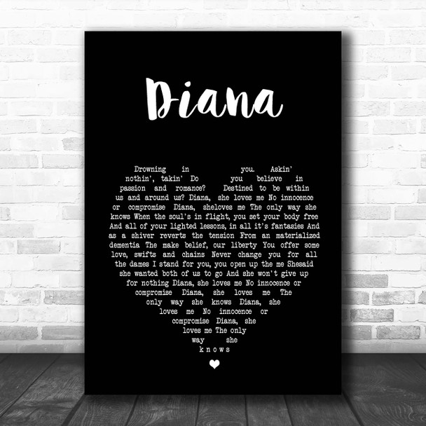 Paolo Nutini Diana Black Heart Song Lyric Print
