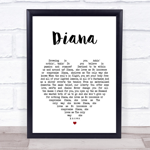 Paolo Nutini Diana White Heart Song Lyric Print