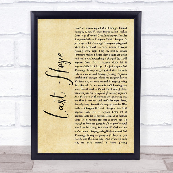 Paramore Last Hope Rustic Script Song Lyric Print