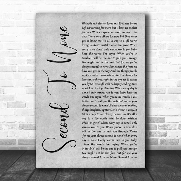 Paul Stanley Second To None Grey Rustic Script Song Lyric Print