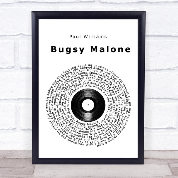 Paul Williams Bugsy Malone Vinyl Record Song Lyric Print