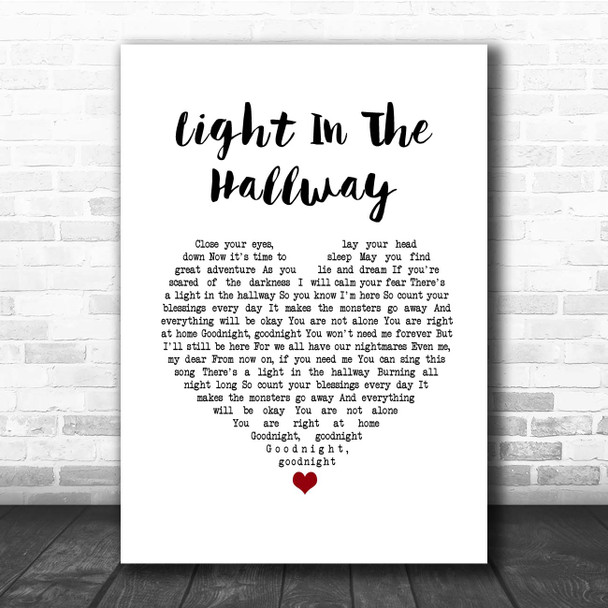 Pentatonix Light In The Hallway White Heart Song Lyric Print