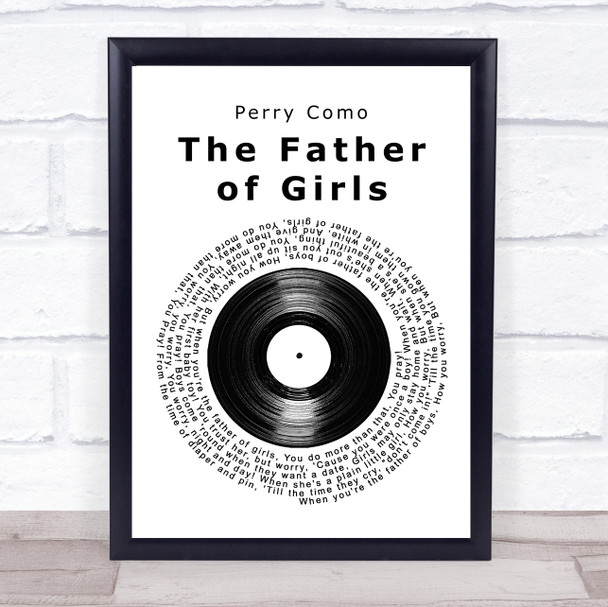 Perry Como The Father of Girls Vinyl Record Song Lyric Print