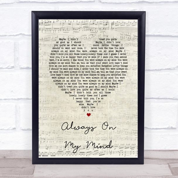 Pet Shop Boys Always On My Mind Script Heart Song Lyric Print