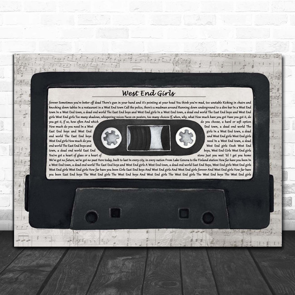 Pet Shop Boys West End Girls Music Script Cassette Tape Song Lyric Print