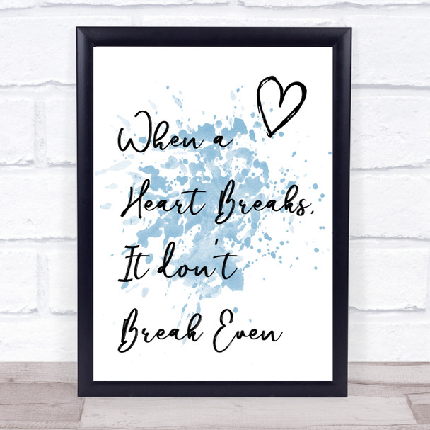 Blue The Script Breakeven Song Lyric Music Wall Art Print