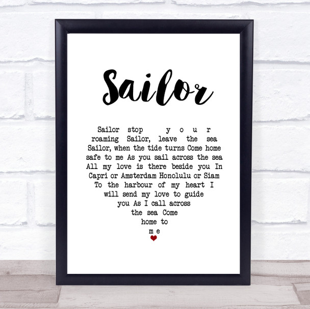 Petula Clark Sailor White Heart Song Lyric Print