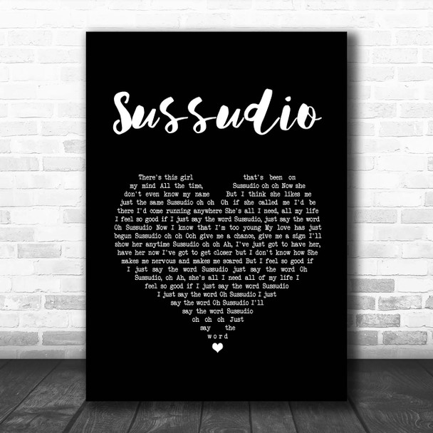 Phil Collins Sussudio Black Heart Song Lyric Print