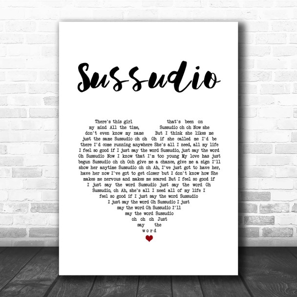 Phil Collins Sussudio White Heart Song Lyric Print