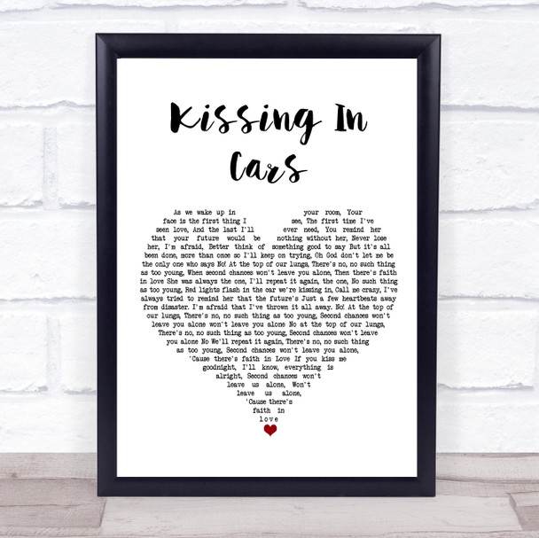 Pierce The Veil Kissing In Cars White Heart Song Lyric Print