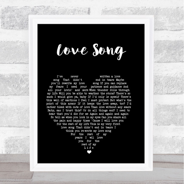 Pink Love Song Black Heart Song Lyric Print