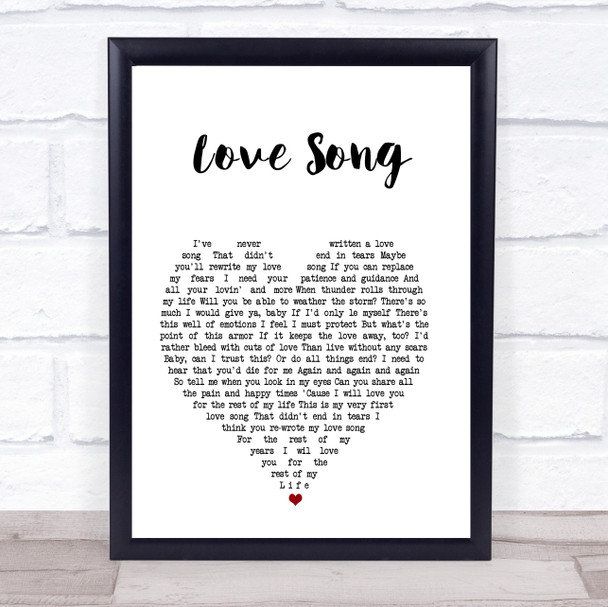 Pink Love Song White Heart Song Lyric Print