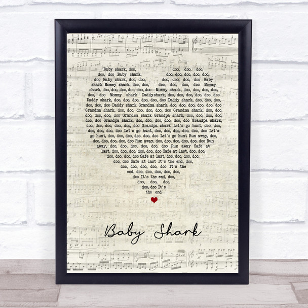 Pinkfong Baby Shark Script Heart Song Lyric Print