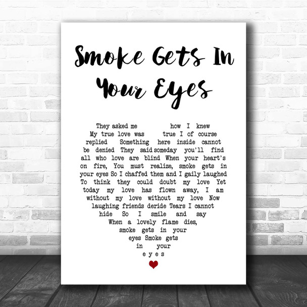 Platters Smoke Gets In Your Eyes White Heart Song Lyric Print
