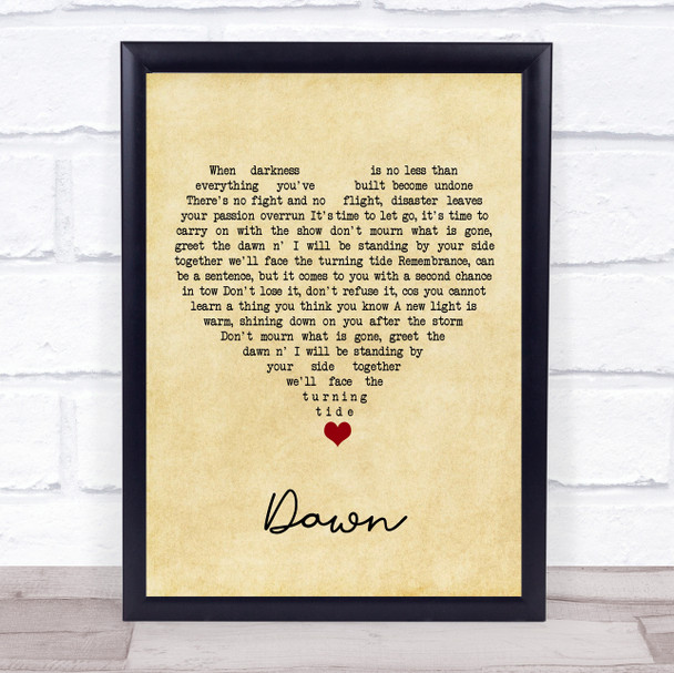 Poets Of The Fall Dawn Vintage Heart Song Lyric Print