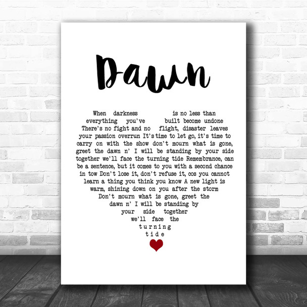 Poets Of The Fall Dawn White Heart Song Lyric Print