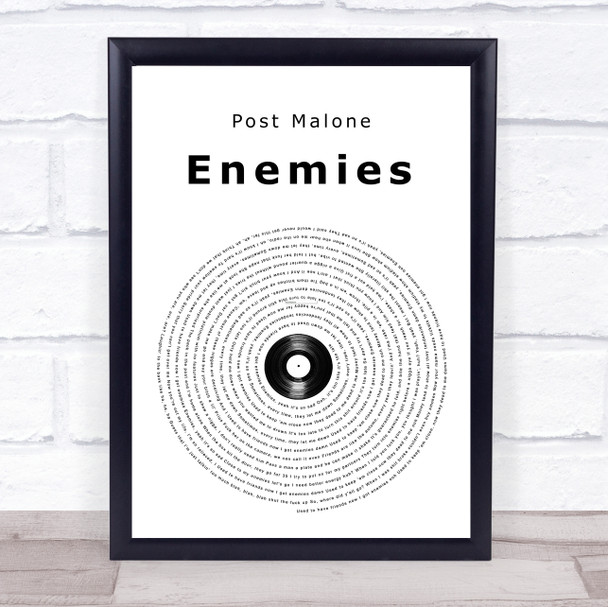 Post Malone Enemies Vinyl Record Song Lyric Print