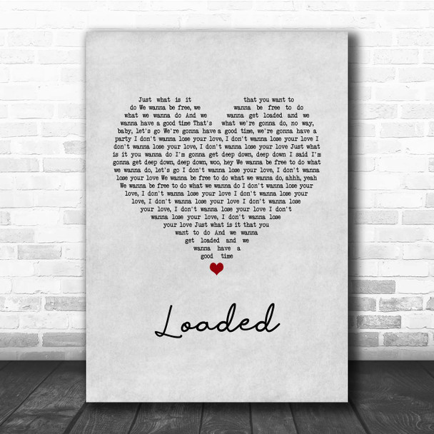 Primal Scream Loaded Grey Heart Song Lyric Print