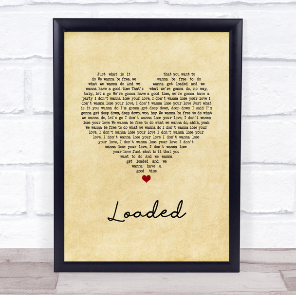 Primal Scream Loaded Vintage Heart Song Lyric Print