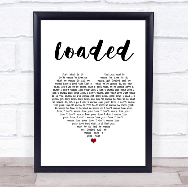 Primal Scream Loaded White Heart Song Lyric Print