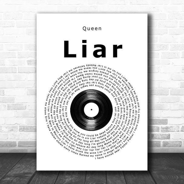 Queen Liar Vinyl Record Song Lyric Print