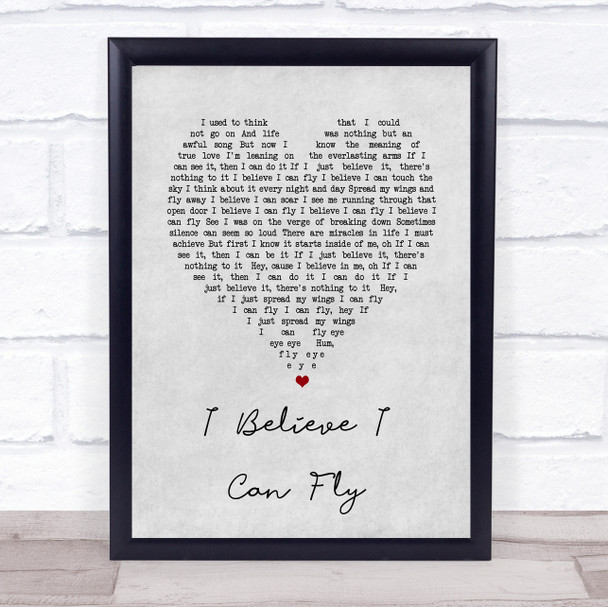 R Kelly I Believe I Can Fly Grey Heart Song Lyric Print