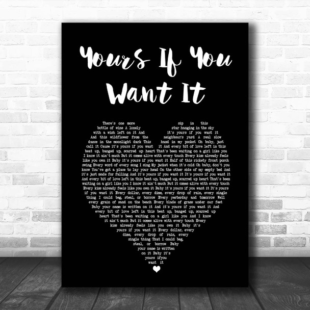 Rascal Flatts Yours If You Want It Black Heart Song Lyric Print