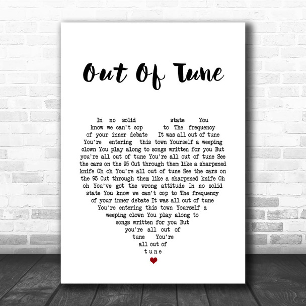 Real Estate Out Of Tune White Heart Song Lyric Print