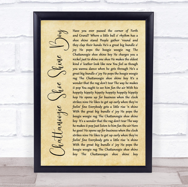 Red Foley Chattanoogie Shoe Shine Boy Rustic Script Song Lyric Print