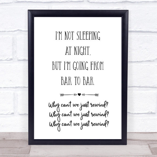 Paolo Nutini Rewind Song Lyric Music Wall Art Print