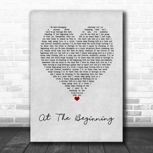 Richard Marx At The Beginning Grey Heart Song Lyric Print