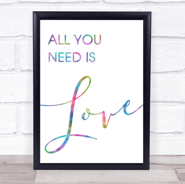 Rainbow Beatles All You Need Is Love Song Lyric Music Wall Art Print