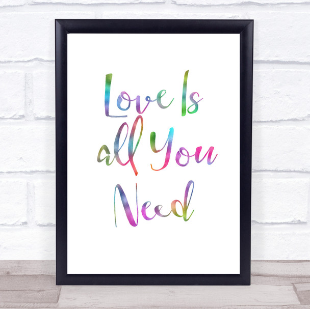 Rainbow Beatles Love Is All You Need Song Lyric Music Wall Art Print