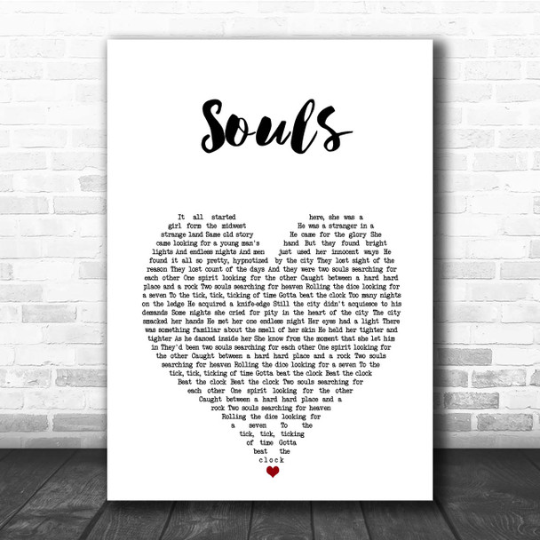 Rick Springfield Souls White Heart Song Lyric Print