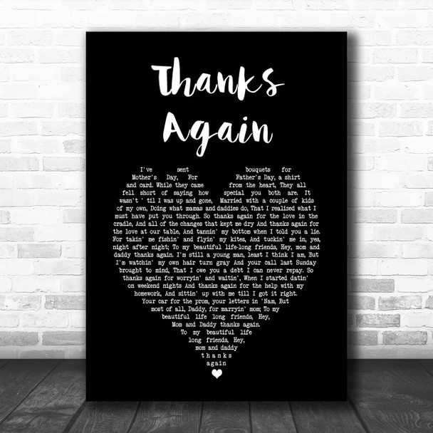 Ricky Skaggs Thanks Again Black Heart Song Lyric Print