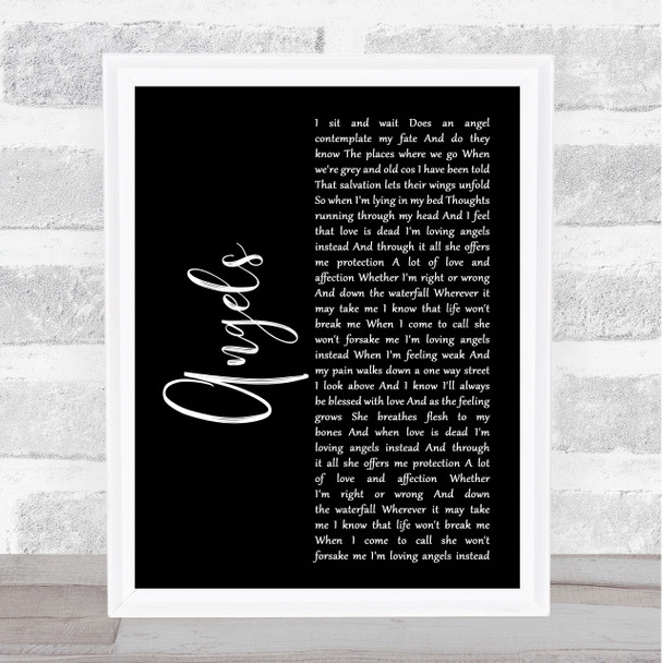 Robbie Williams Angels Black Script Song Lyric Print