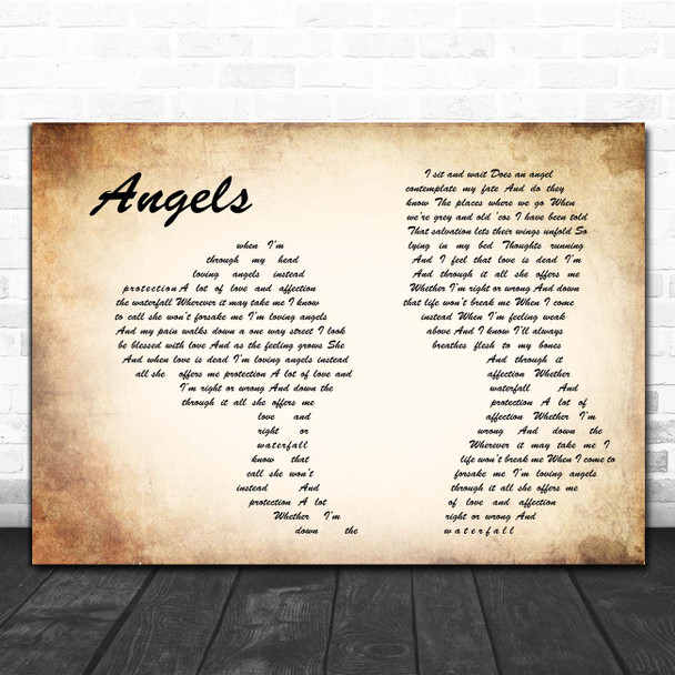 Robbie Williams Angels Man Lady Couple Song Lyric Print
