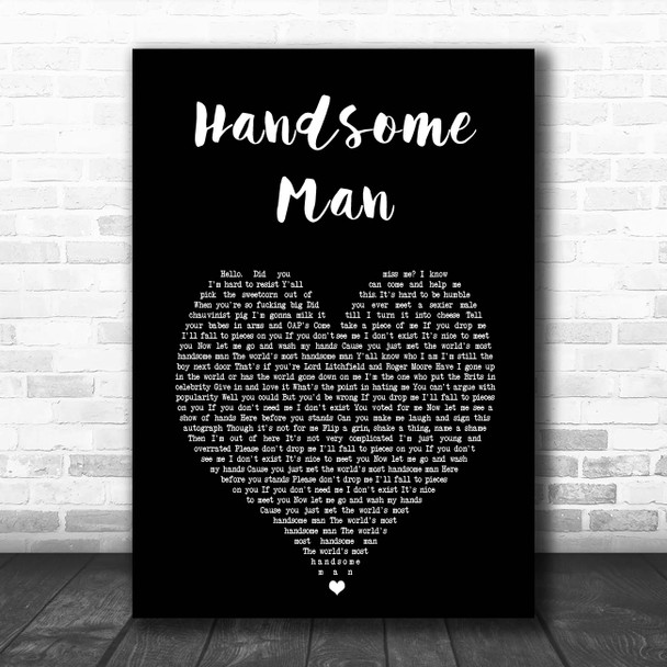 Robbie Williams Handsome Man Black Heart Song Lyric Print