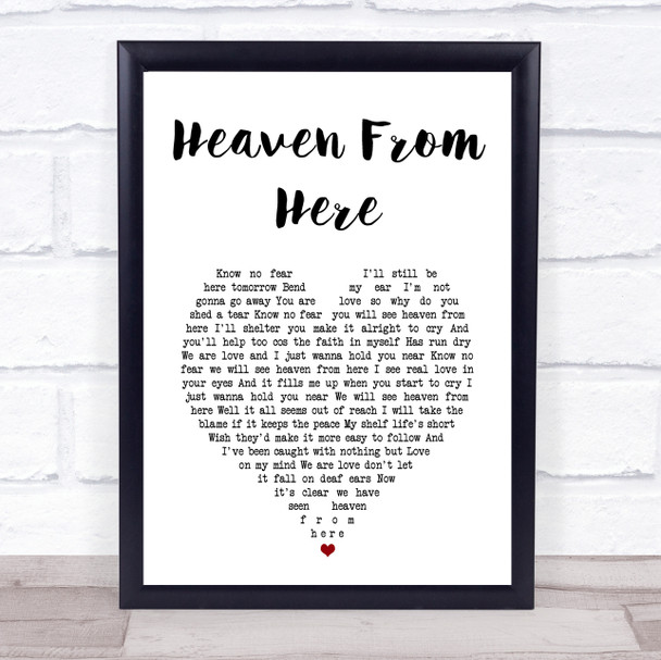 Robbie Williams Heaven From Here White Heart Song Lyric Print