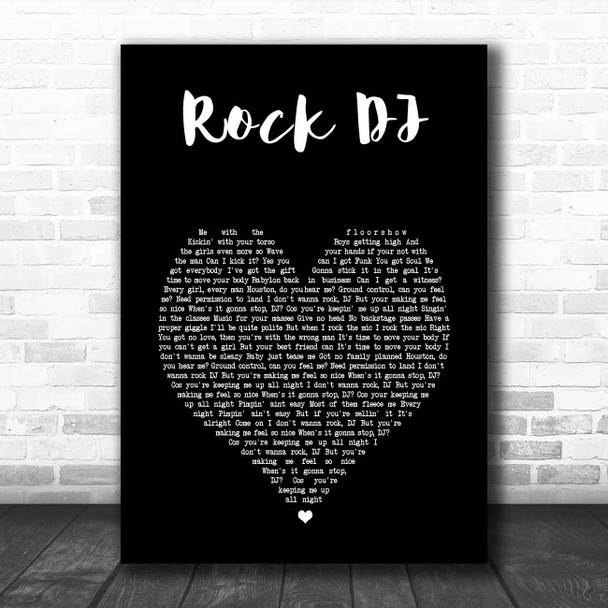 Robbie Williams Rock DJ Black Heart Song Lyric Print