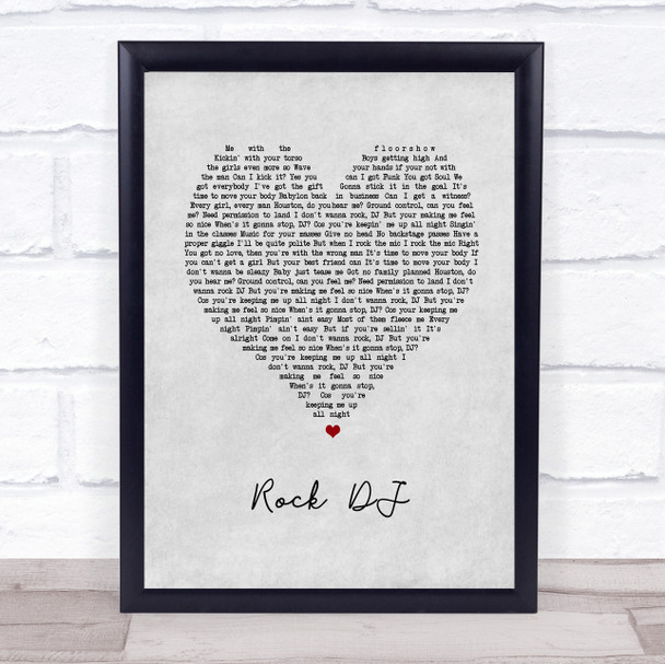 Robbie Williams Rock DJ Grey Heart Song Lyric Print