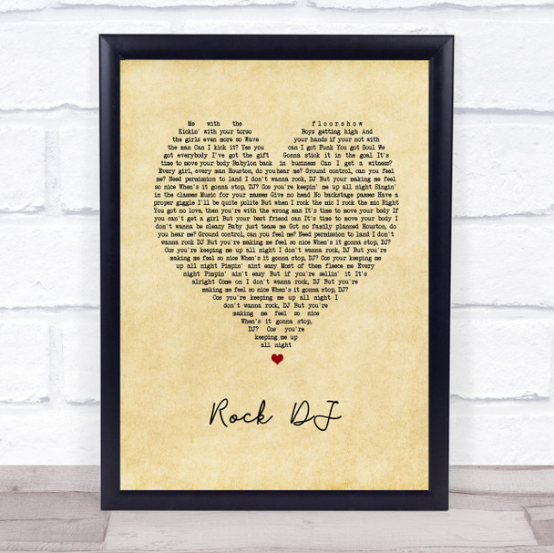 Robbie Williams Rock DJ Vintage Heart Song Lyric Print