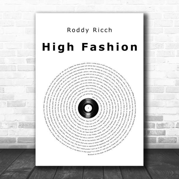 Roddy Ricch High Fashion Vinyl Record Song Lyric Print