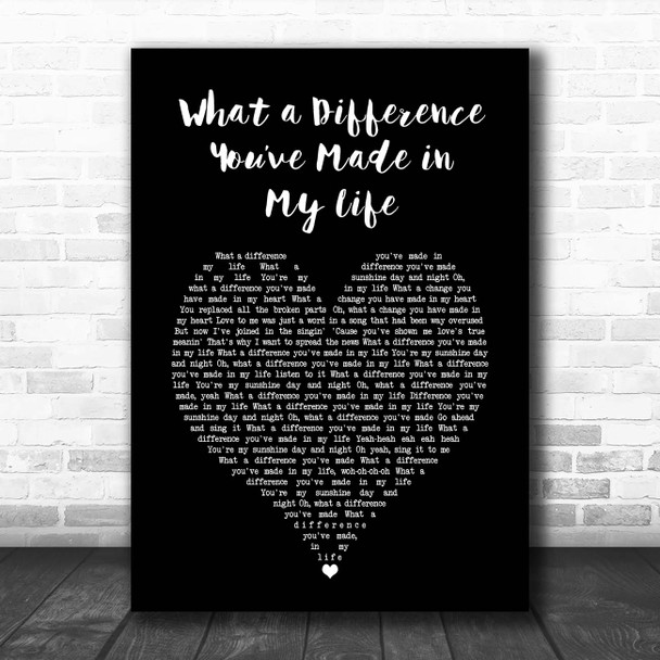 Ronnie Milsap What a Difference Youve Made in My Life Black Heart Song Lyric Print