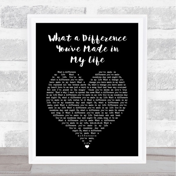 Ronnie Milsap What a Difference Youve Made in My Life Black Heart Song Lyric Print