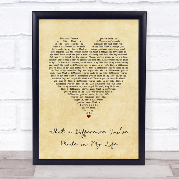 Ronnie Milsap What a Difference Youve Made in My Life Vintage Heart Song Lyric Print