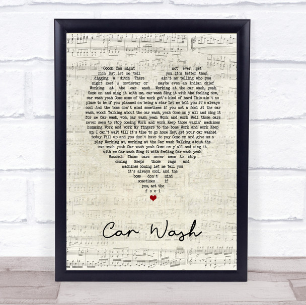 Rose Royce Car Wash Script Heart Song Lyric Print