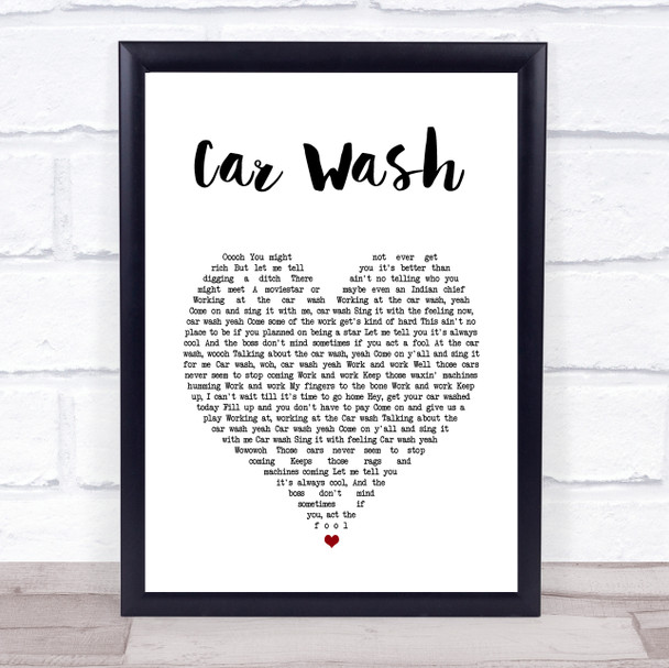 Rose Royce Car Wash White Heart Song Lyric Print